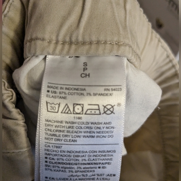 Excellent condition slim relaxed khaki cotton pants with elastic waist & drawstr - Picture 2 of 5